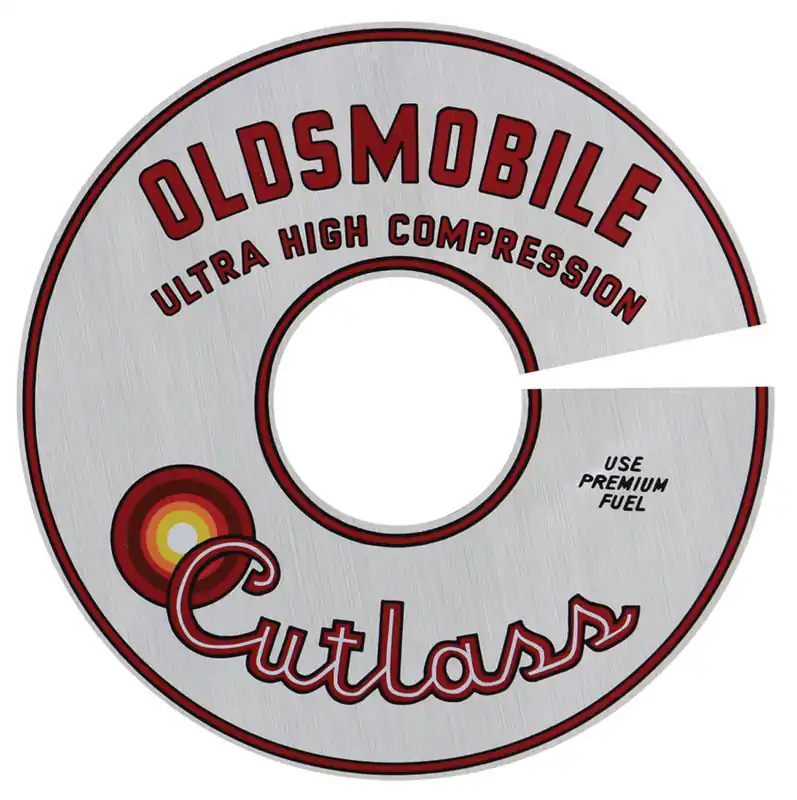 Best Price Decal, Air Cleaner, 1965-66 Cutlass, 330-4V, 11" Cutlass Ultra Hi-Comp, Silver