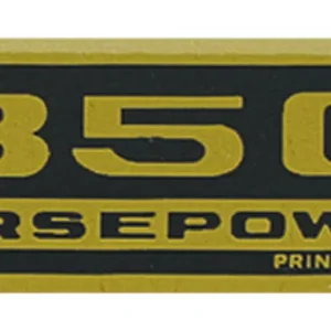 Bargain Decal, Valve Cover, 1964-77 Chevelle/El Camino/Monte Carlo, 350HP, Black/Gold