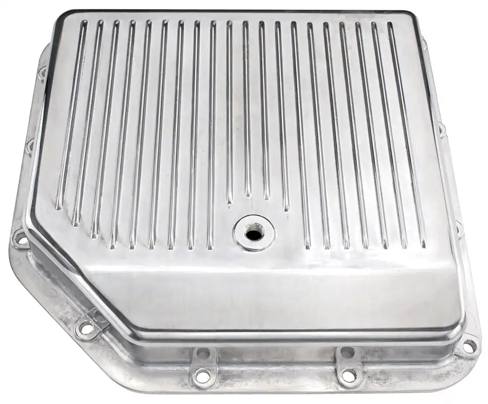 Transmission Pan, Polished Finned Aluminum, TH350, w/Gasket & Hardware Free Returns