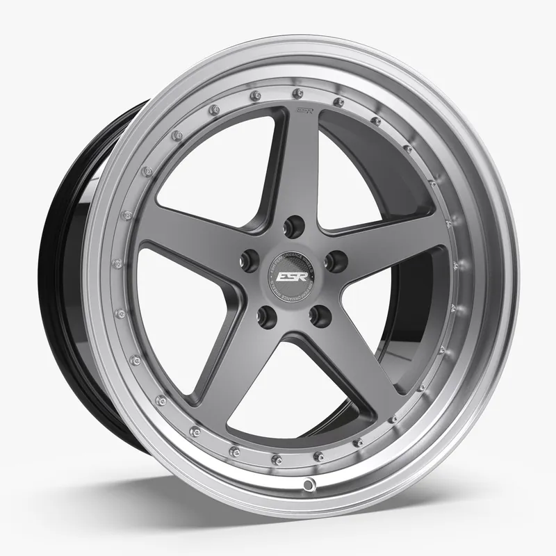 ESR CS5 18x9.5 5x100 +35 Matte Graphite Face w/Matte Machined Lip **SET OF 4** Exclusive