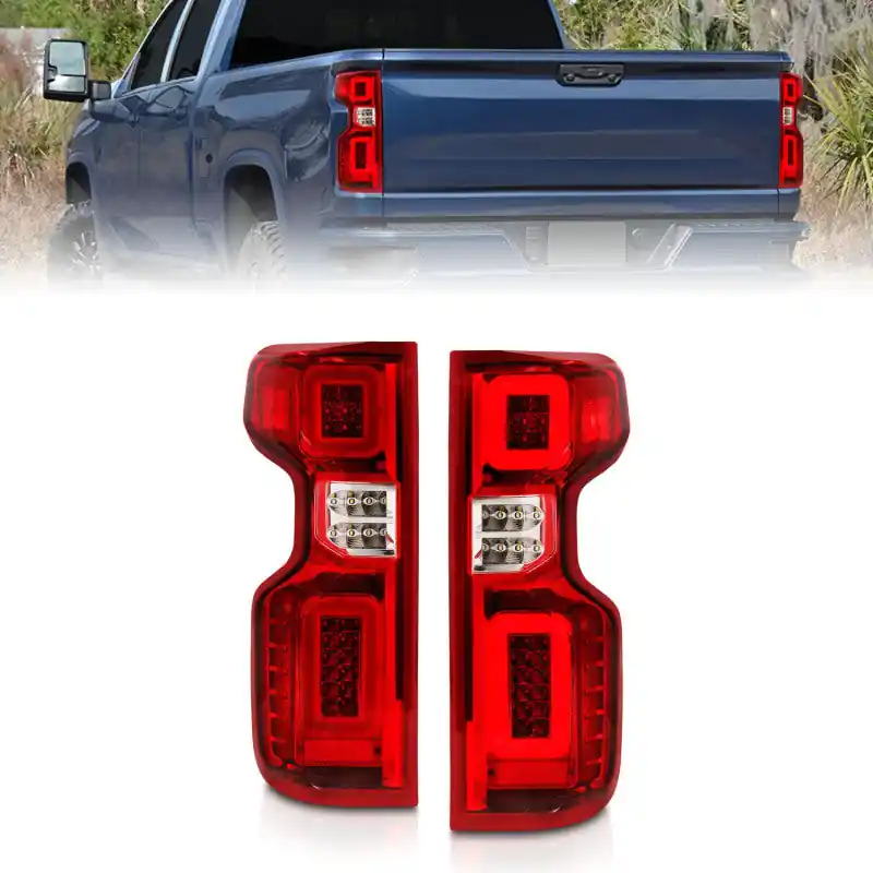 Must Have ANZO 19-21 Chevy Silverado Work Truck Full LED Taillights Chrome Housing Red Lens G2(w/C light Bars)