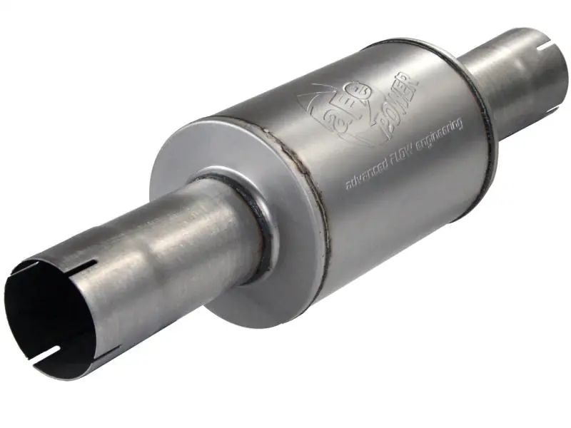 aFe Atlas Exhausts Mufflers Al Steel EXH Muffler 4 ID In/Out 8 Dia x 12L AL Professional Grade